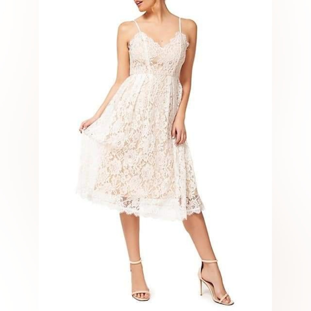 Dex Occasion Floral Lace Midi Fit-&-Flare Dress